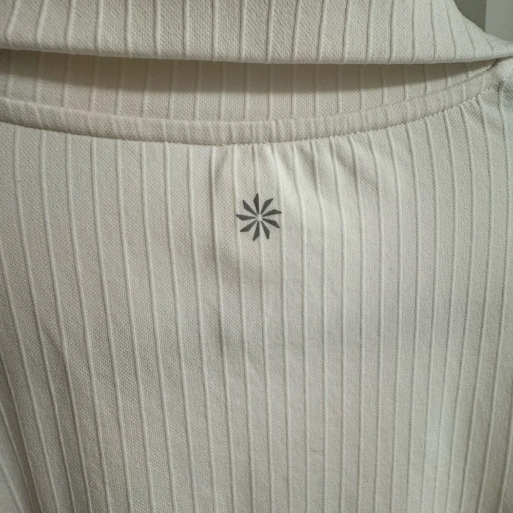 Athleta White Ribbed Button Down Long Sleeve Top - Picture 5 of 7